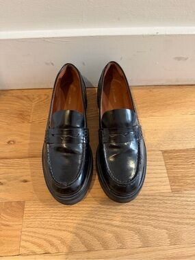 Reformation Black Patent Leather Moccasin Loafers